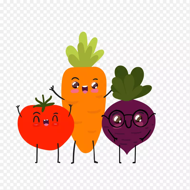 可爱彩色瓜果蔬菜矢量图