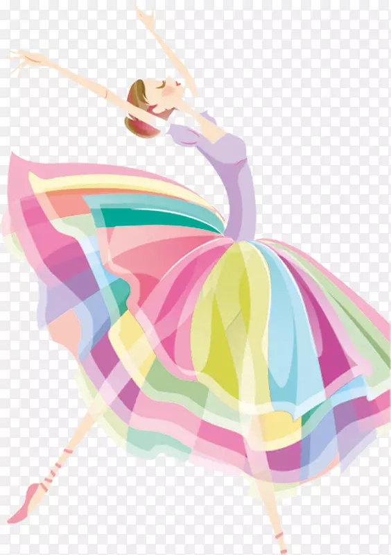 彩色裙子的跳舞女孩