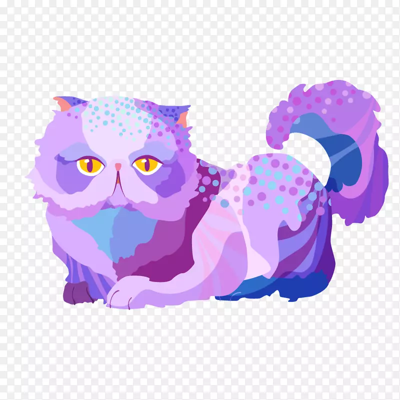 浅紫色图形拼接波斯猫