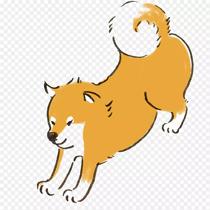 伸懒腰的卡通萨摩耶犬