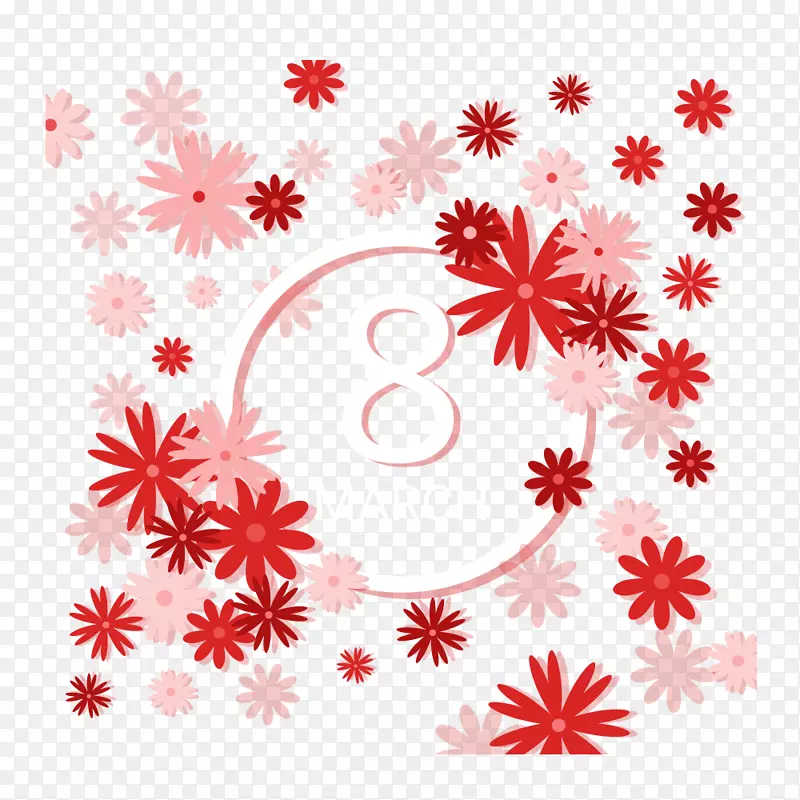 红色花朵三八妇女节