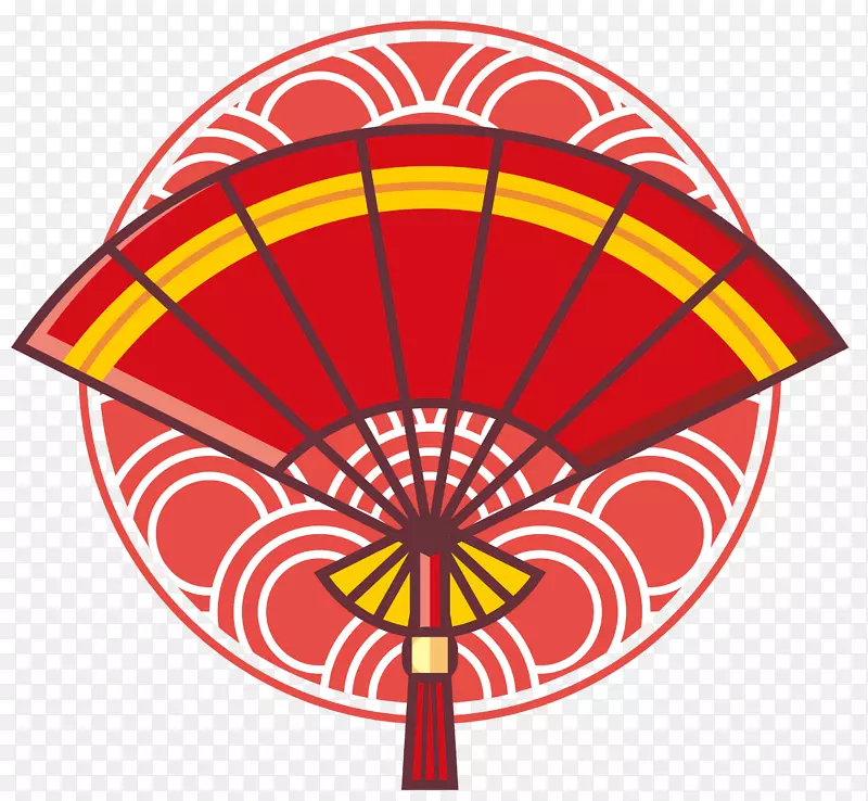 卡通风格中国节日传统扇子PNG