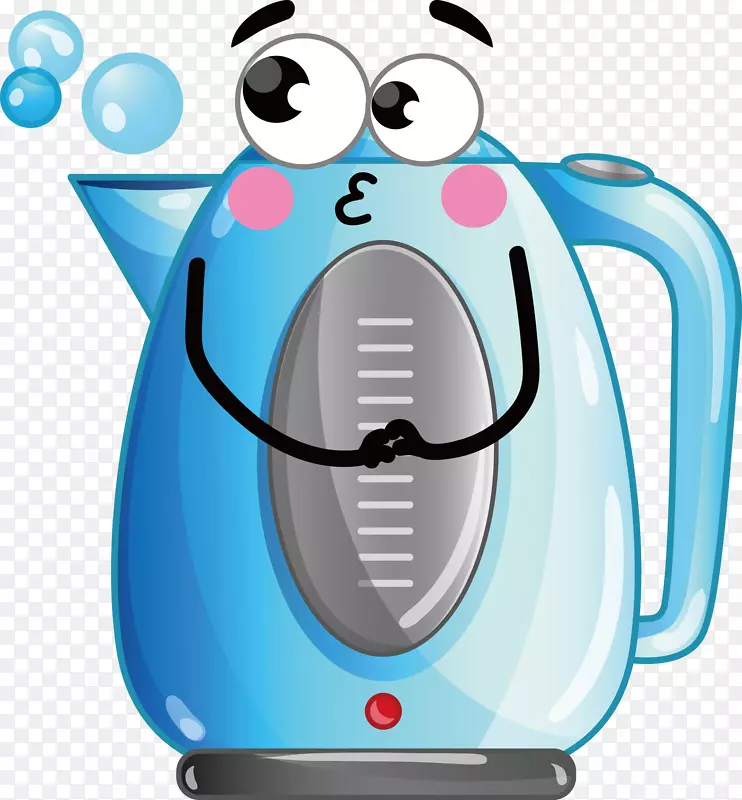 一个蓝色的热水壶