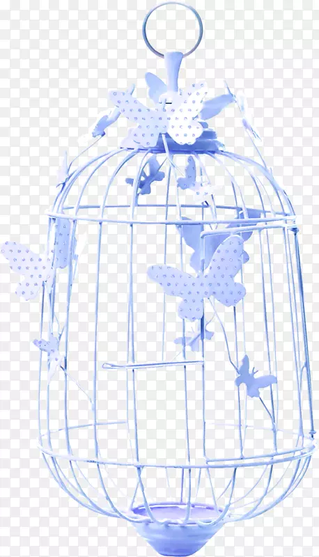 蓝色鸟笼蝴蝶装饰图案
