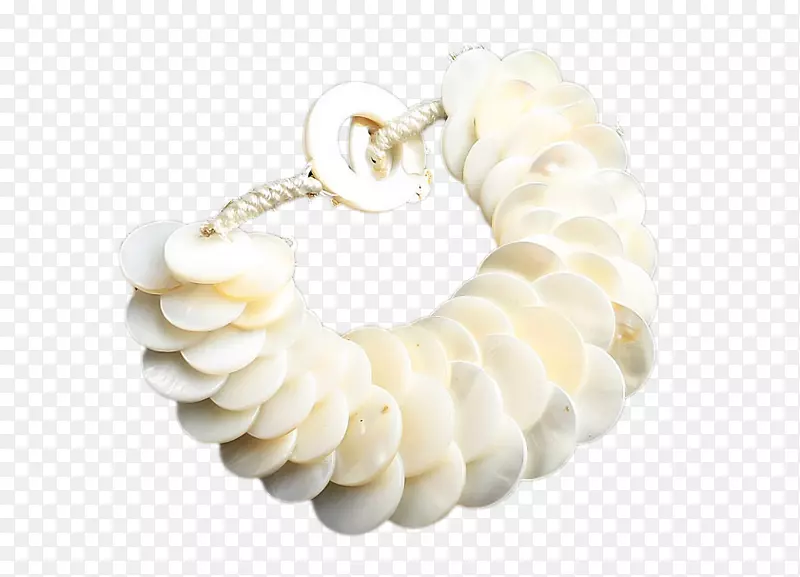 圆片贝壳串珠白色贝母手链