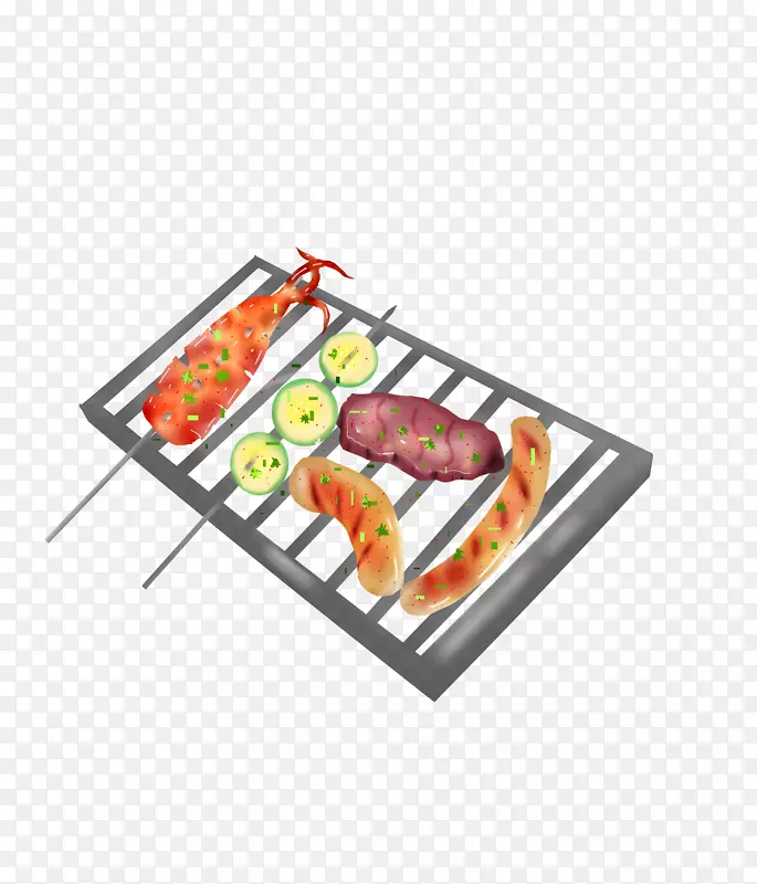 手绘美食食物烤串插画元素