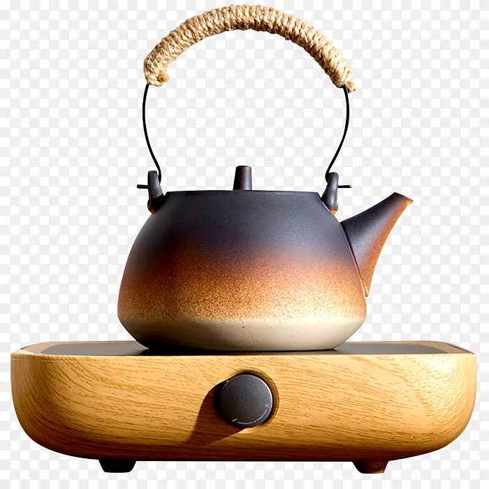 木质煮茶电磁炉和茶壶