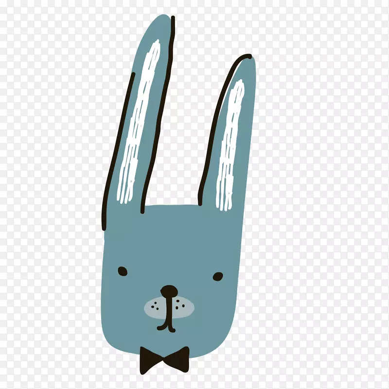 深蓝色兔子矢量手绘