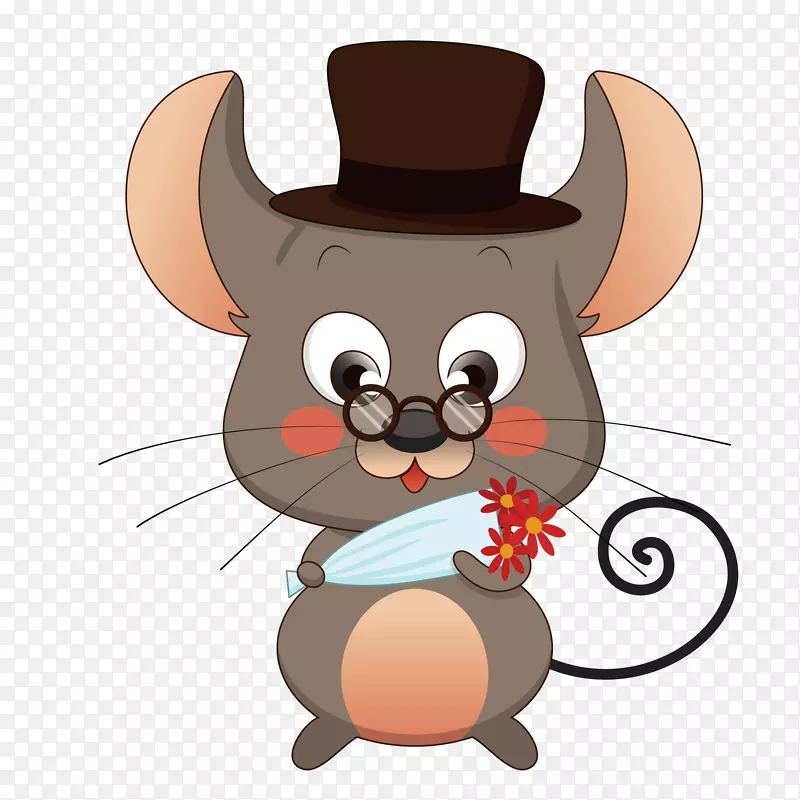 戴帽子大耳朵设计的老鼠