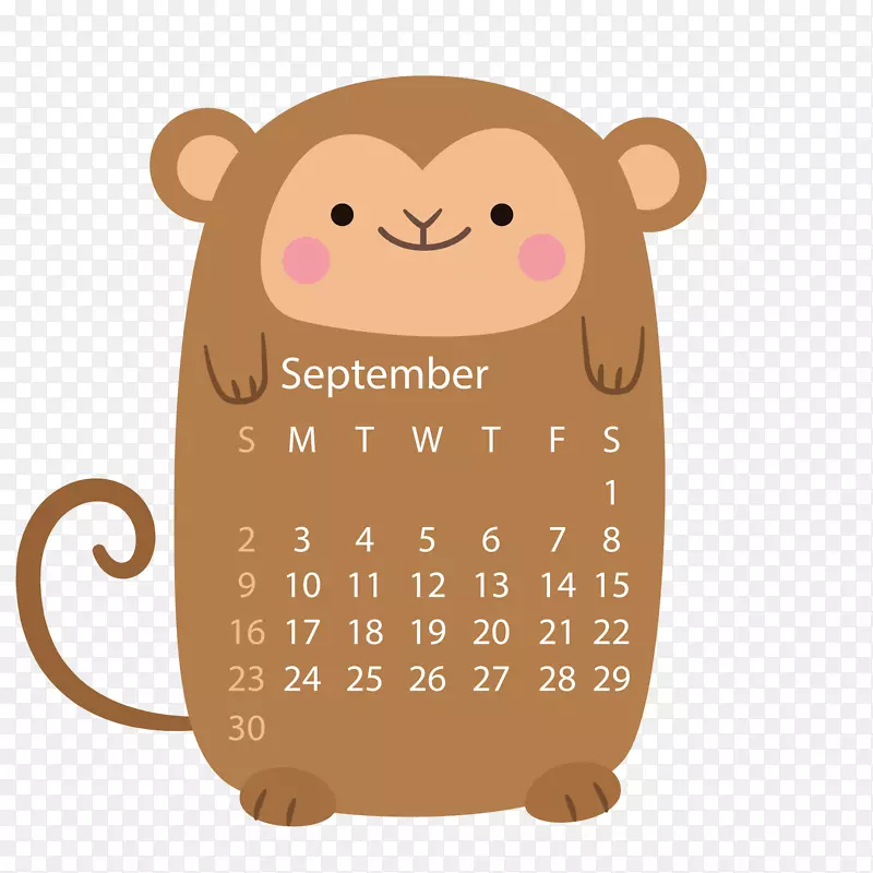 可爱小猴子装饰日历