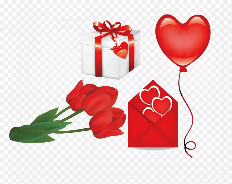 红色玫瑰礼物盒和信函