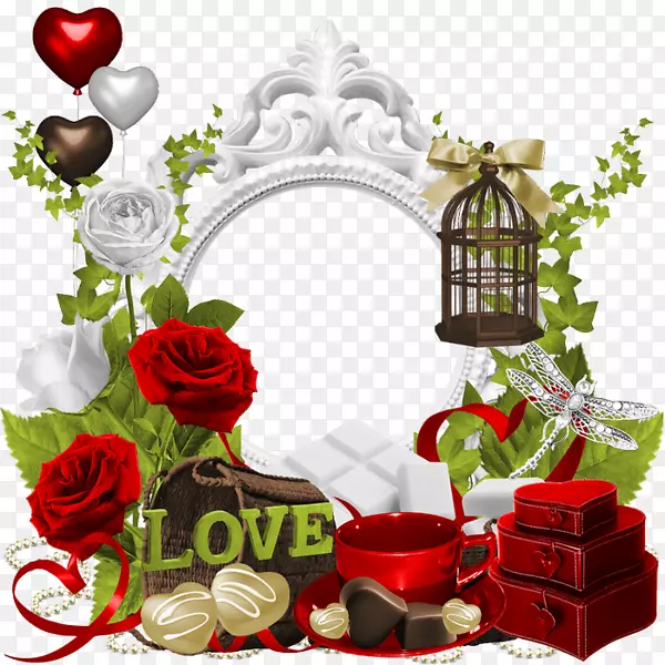 红色玫瑰婚礼装饰相框