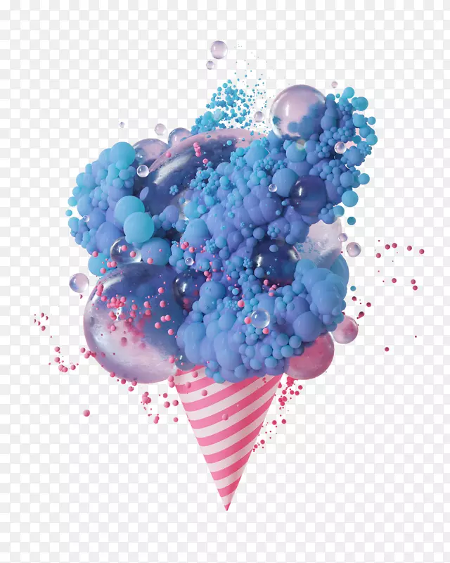 C4D冰淇淋气球泡泡立体质感