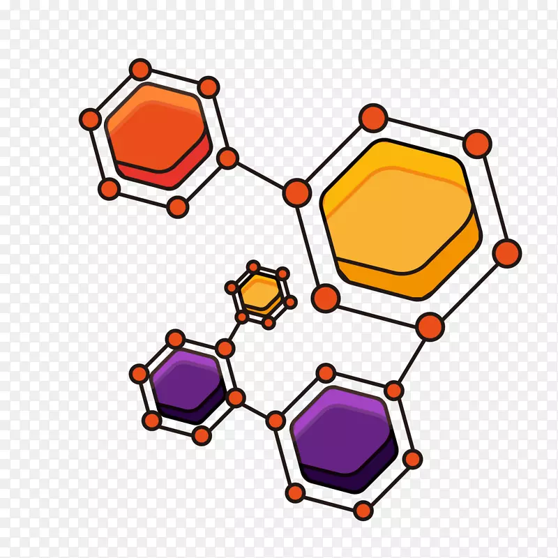 彩色分子结构矢量图