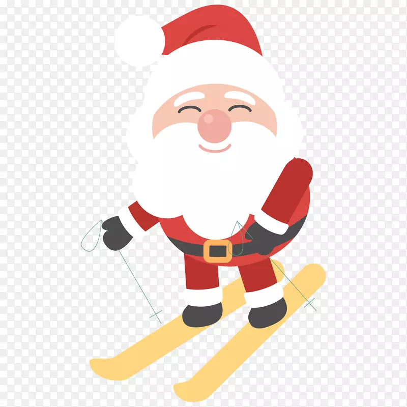 滑雪的卡通圣诞老人