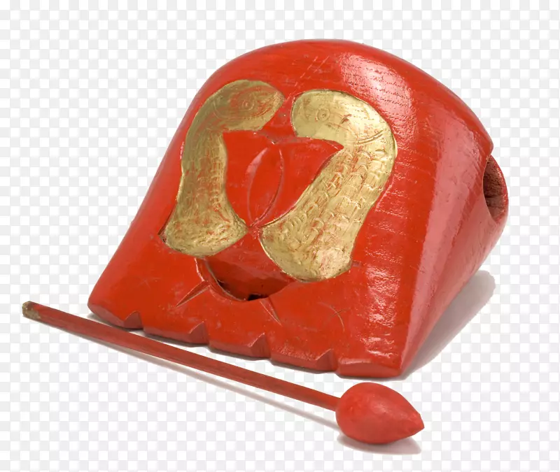 印金大红色木鱼