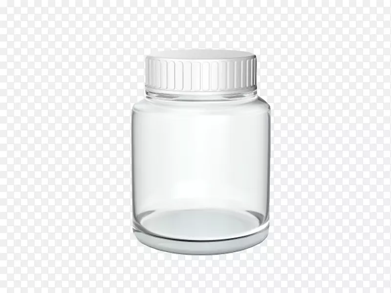 透明白色盖子的广口瓶实物