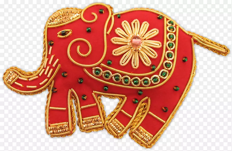 红色大象刺绣吉祥物
