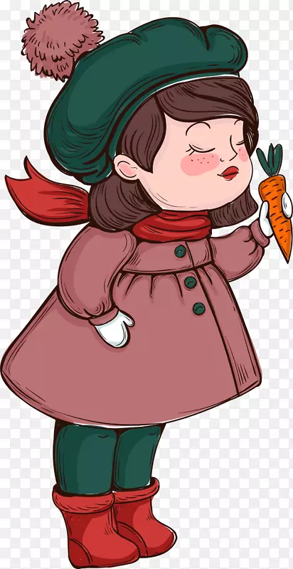 冬季拿着萝卜的女孩