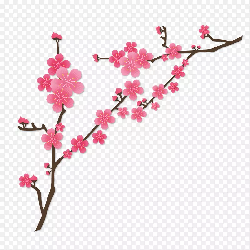 一枝梅花卡通插画PNG图片素材下载_图片编号7293547-PNG素材网