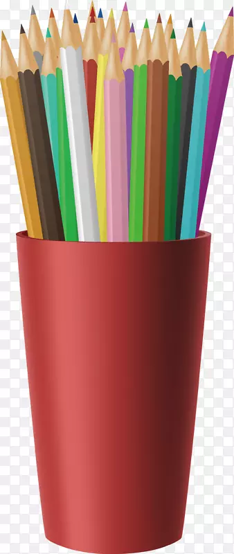 彩色的铅笔和笔筒