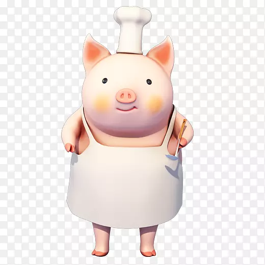 白色厨师小猪元素