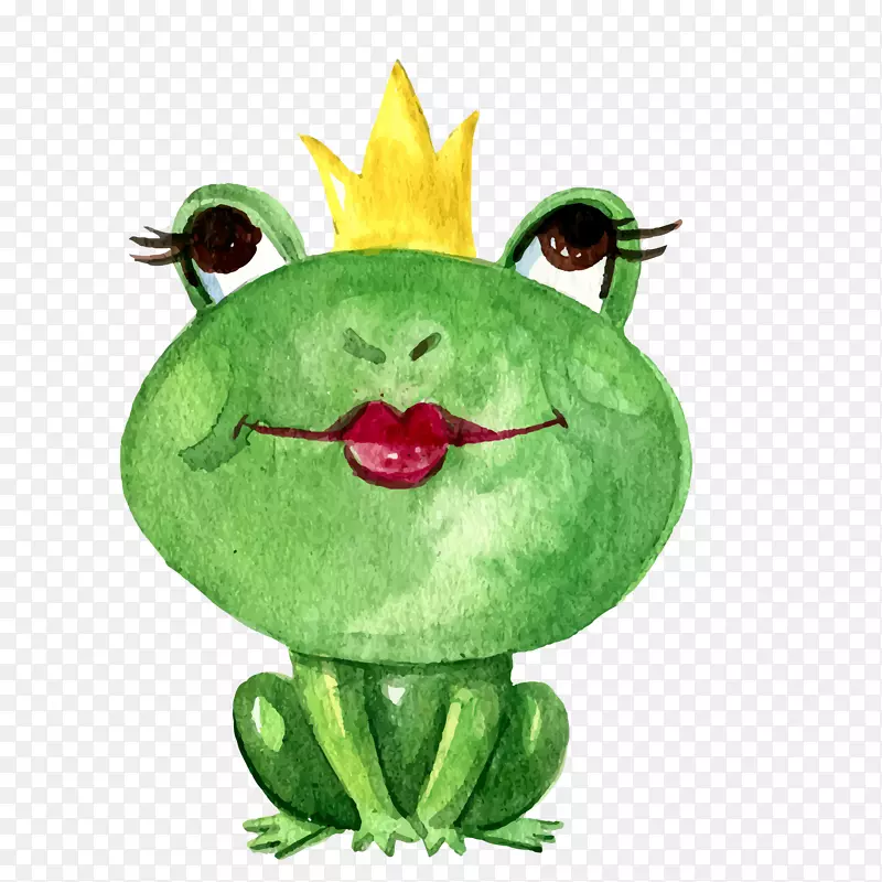 水彩卡通可爱的青蛙王子
