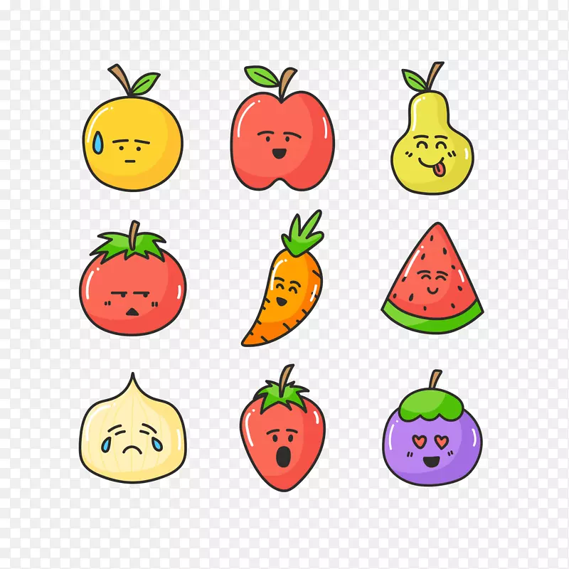 矢量EMOJI卡通可爱水果表情包