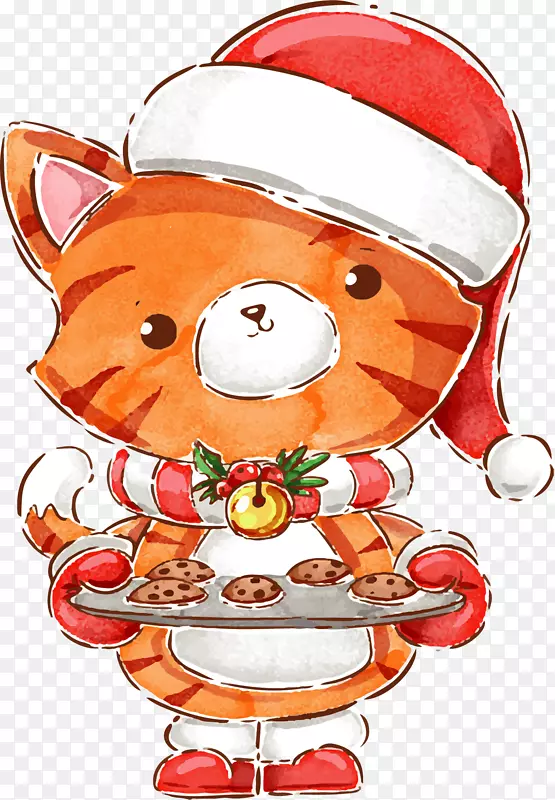 圣诞节做饼干的小猫
