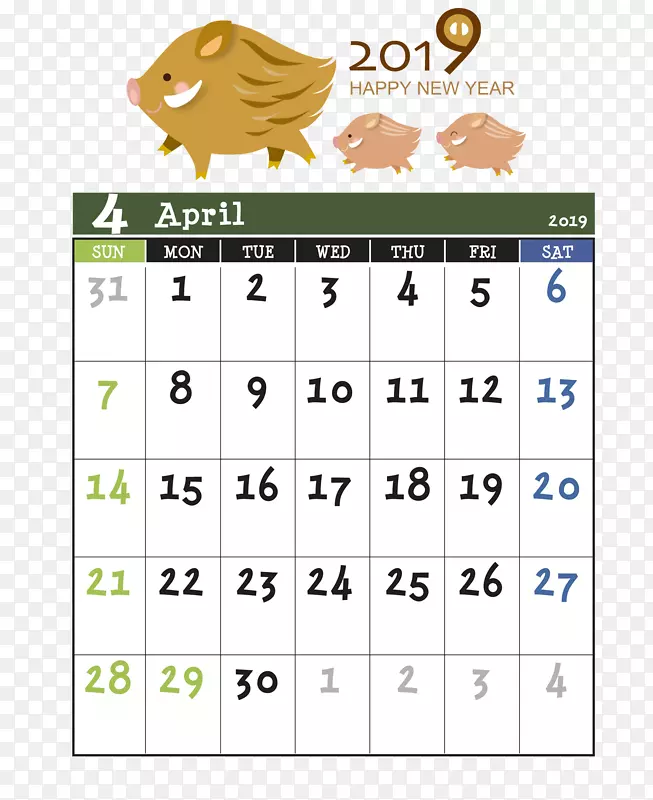 猪年日历4月专用