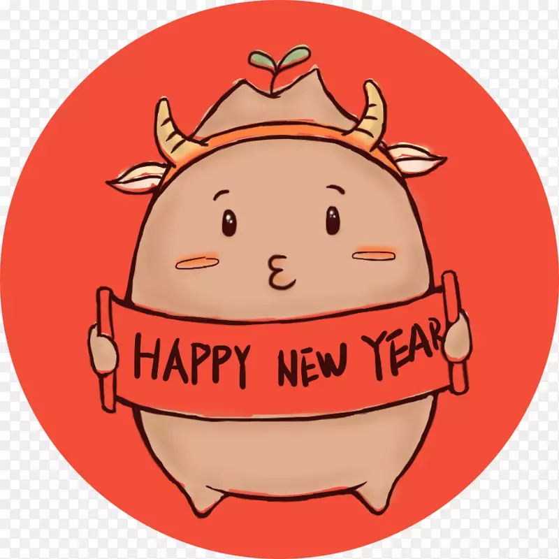 卡通可爱的红薯嘟嘴拿着横幅新年