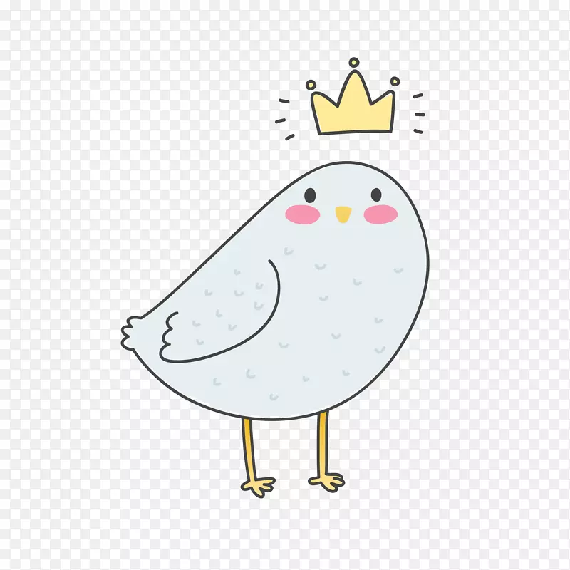 矢量卡通手绘可爱王冠小鸟