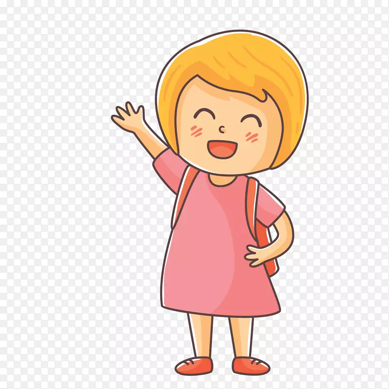 卡通挥手的女孩人物设计PNG图片素材下载_图片编号7297408-PNG素材网