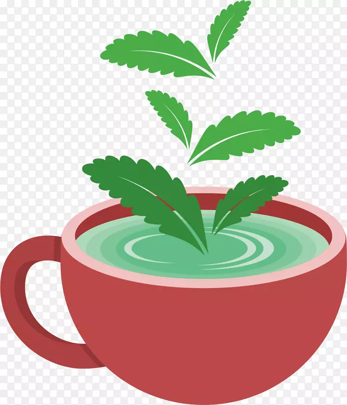 矢量图水彩绿茶饮料
