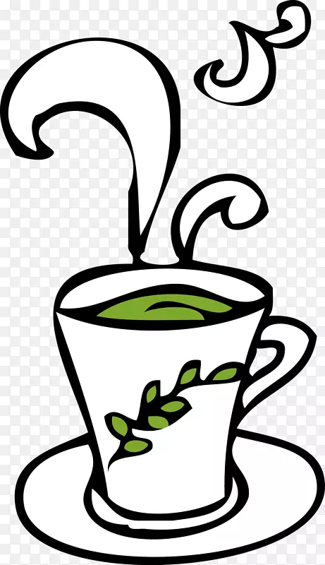 卡通卡通一杯热气腾腾的绿茶