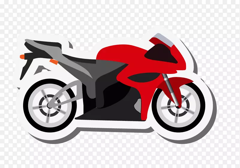 红色摩托赛车贴纸图