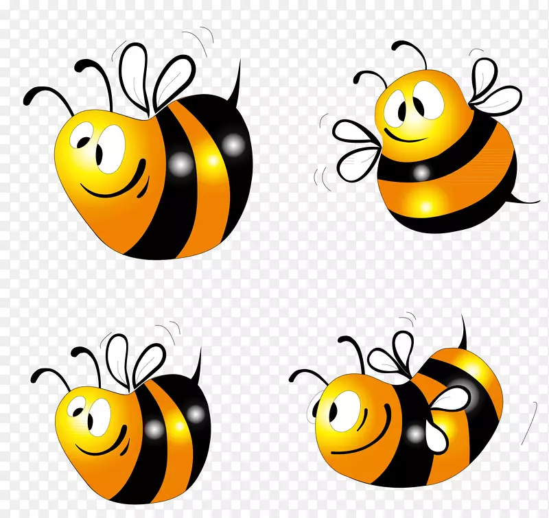 不同形态的可爱小蜜蜂
