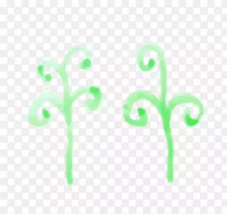 春意绿色手绘植物素材