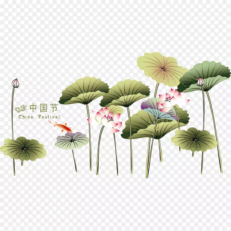端午节荷花山水元素