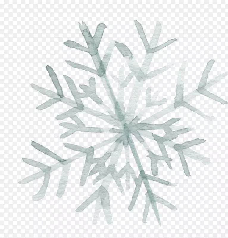 线条形状的水彩雪花