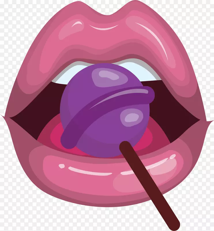 吃棒棒糖的粉色嘴唇
