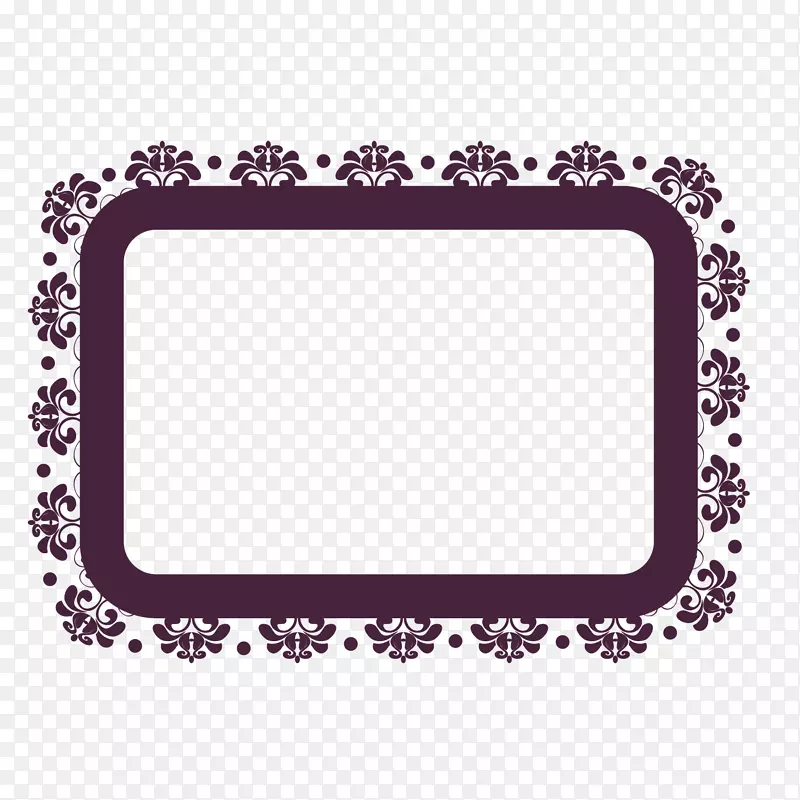 矢量卡通紫色花纹矩形相框