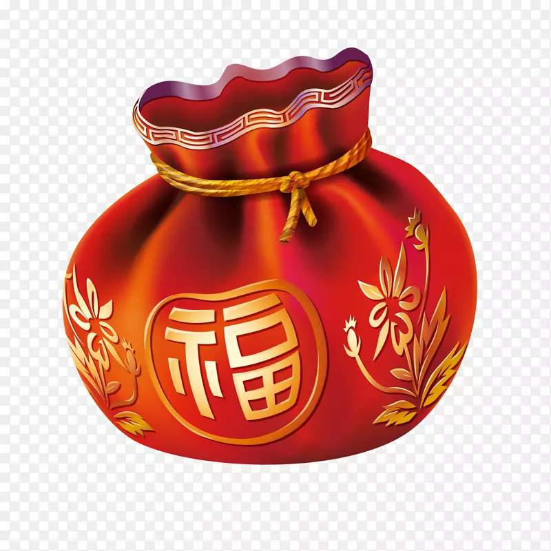 一只立体化的红色福袋
