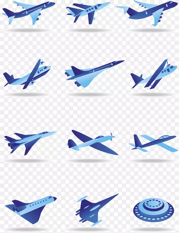蓝色飞机模型矢量素材