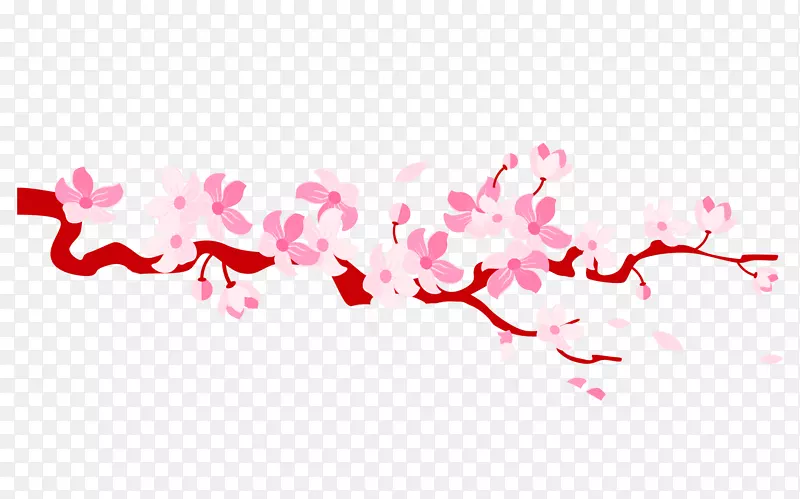 春天桃花枝条装饰粉色