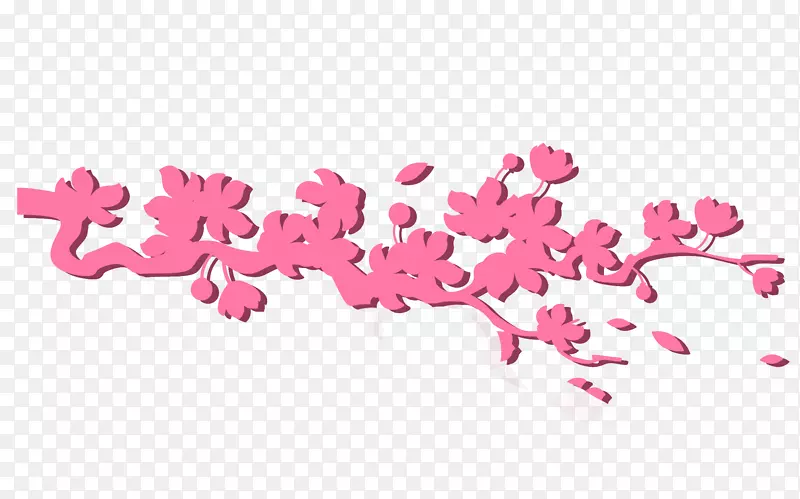 春天桃花枝条装饰粉色剪影