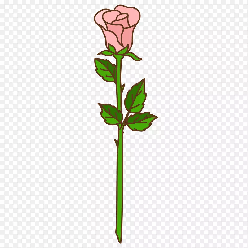 卡通手绘粉红色玫瑰花