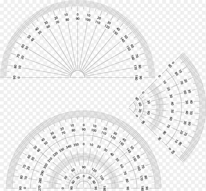 半圆形矢量扁平尺子