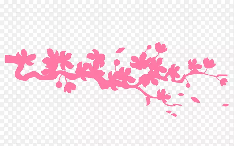 春天桃花装饰粉色剪影