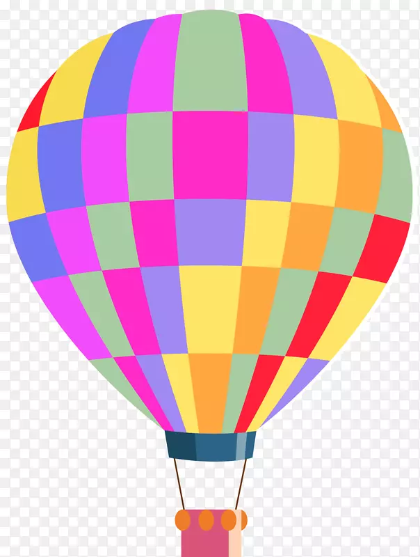 彩色板块矢量热气球